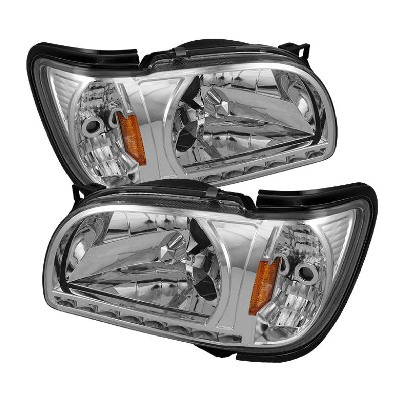 xTune Toyota Tacoma 01-04 1 Piece w/ Black Trim Corner Crystal Headlights HD-ON-TT01-1PC-LED-C Headlights SPYDER