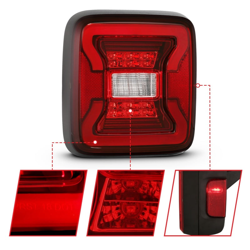ANZO 18-19 Jeep Wrangler JL LED Taillights Black Tail Lights ANZO