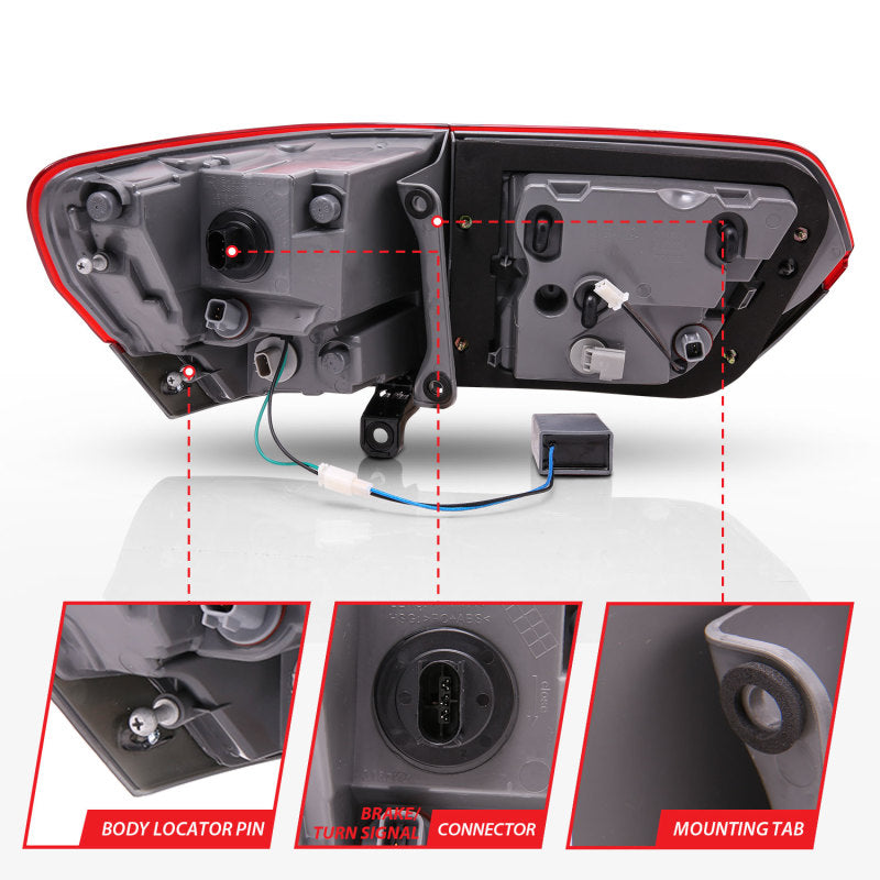 ANZO 2014-2016 Jeep Grand Cherokee LED Taillights Red/Smoke Tail Lights ANZO