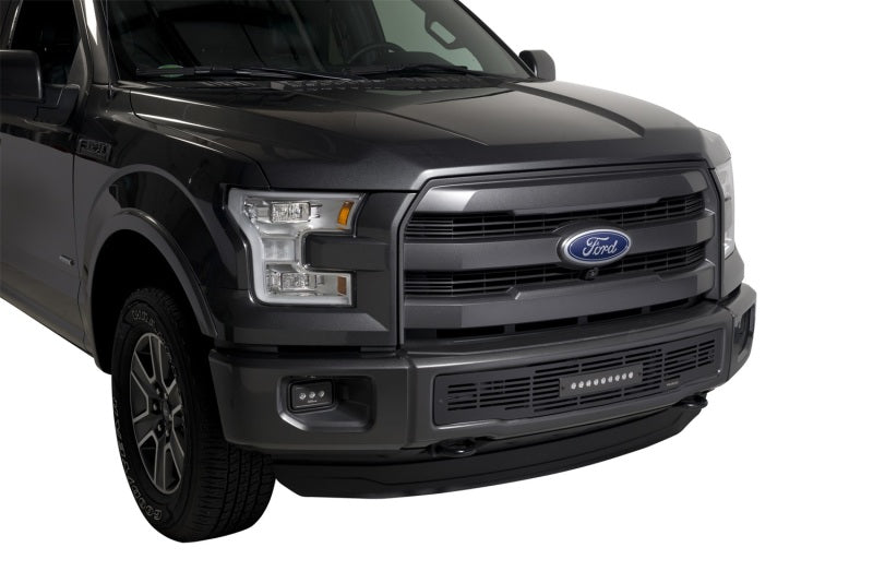 Putco 15-17 Ford F-150 - SS Black Bar Design w/10in Luminix Light Bar Bumper Grille Inserts Grilles Putco