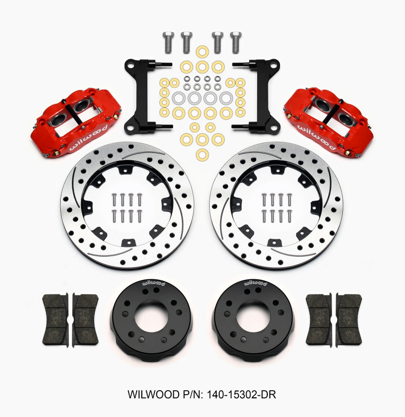 Wilwood Narrow Superlite 6R Front Kit 12.19in Drilled Red 63-87 C10 w/ Wilwood Pro Spindles Big Brake Kits Wilwood