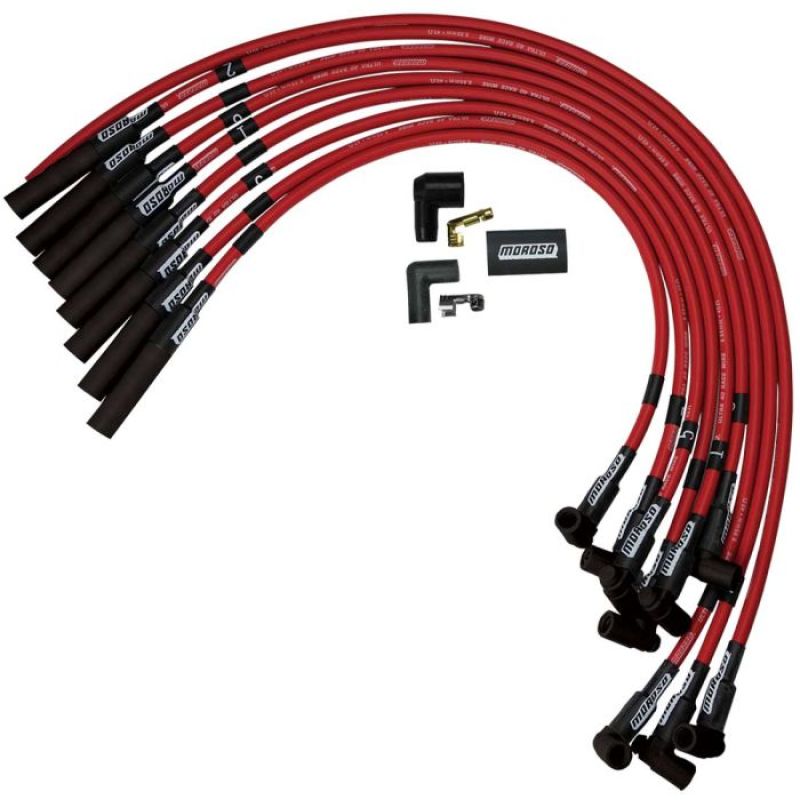 Moroso Chevrolet Big Block Ignition Wire Set - Ultra 40 - Unsleeved - HEI - Over Valve - Red Spark Plug Wire Sets Moroso