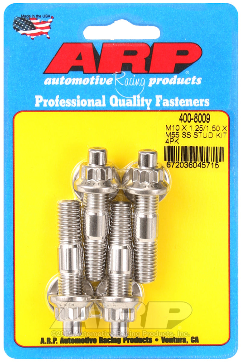 ARP M10 X 1.25/1.50 X 55mm Broached Stud Kit (4 pcs) Hardware - Singles ARP