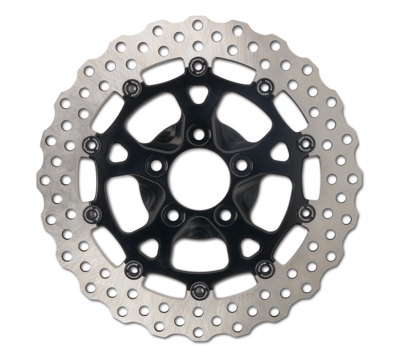 Performance Machine Disc Carr Dominator 320Mm X .20 Ff No O/S Front Black Ano Brake Rotors - Drilled Performance Machine