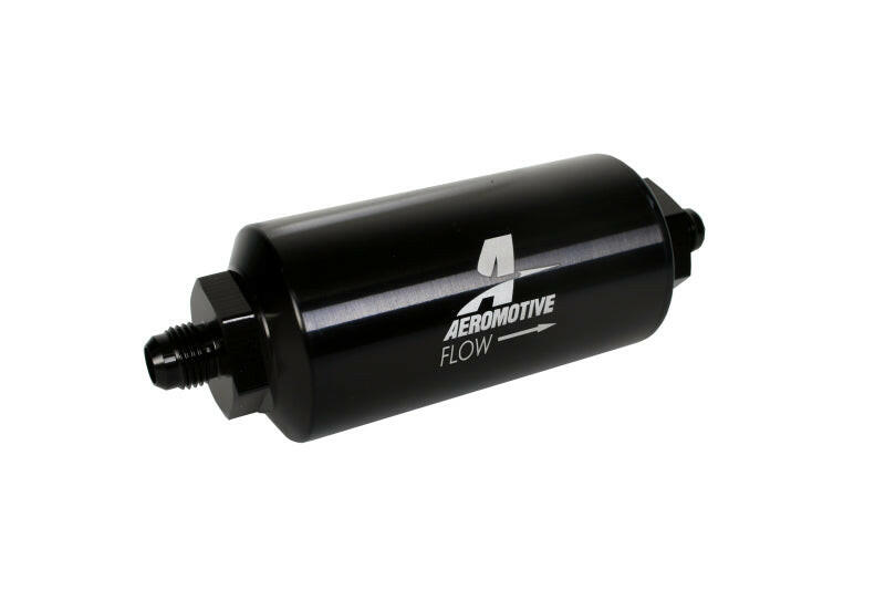 Aeromotive In-Line Filter - (AN-6 Male) 10 Micron Microglass Element Bright Dip Black Finish Fuel Filters Aeromotive