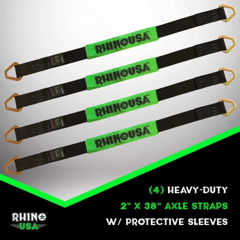 Rhino USA Axle Tie Down Straps (4-Pack) 2In X 38In - Green Cargo Tie-Downs Rhino USA