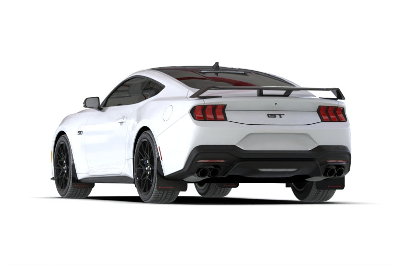 Rally Armor 2024+ Ford Mustang Black UR Mud Flap w/ Metallic Black Logo Mud Flaps Rally Armor