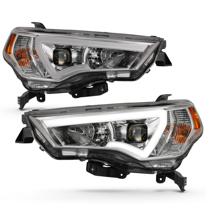ANZO 14-18 Toyota 4 Runner Plank Style Projector Headlights Chrome w/ Amber Headlights ANZO