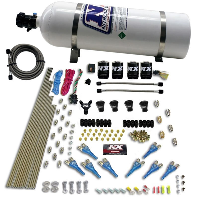 Nitrous Express Pro-Shk/Gas 4 Solenoids Nitrous Kit (200-600HP) w/15lb Bottle Nitrous Systems Nitrous Express