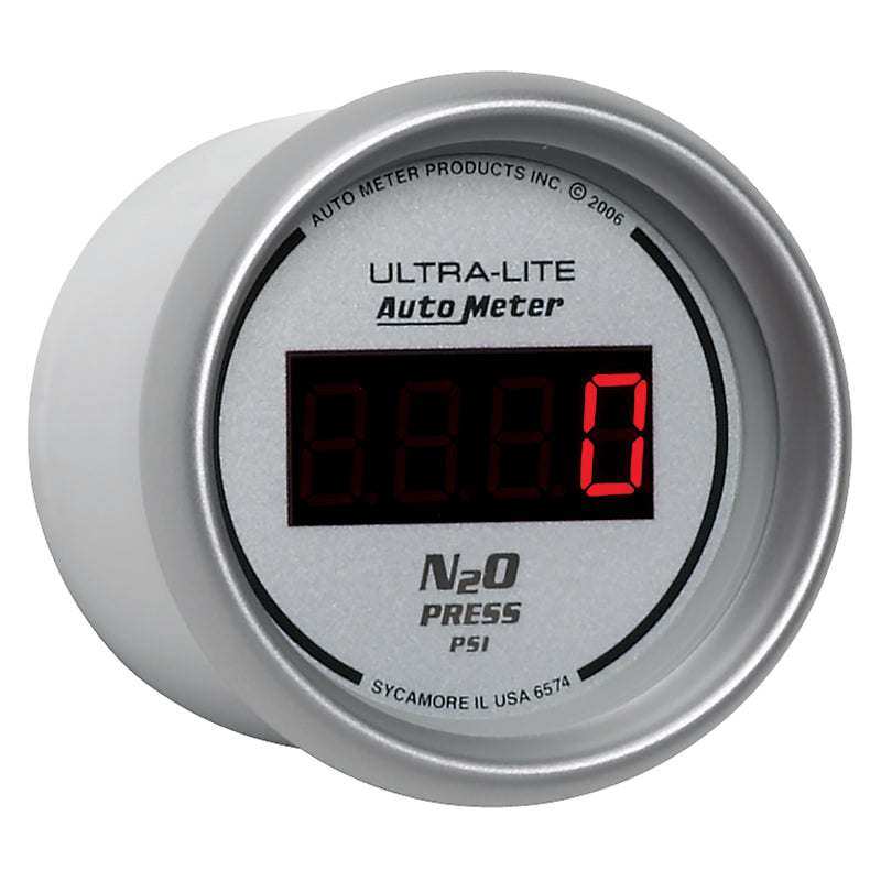 Autometer Ultra-Lite 2-1/16in 1600 PSI Digital Nitrous Pressure Gauge - Silver Gauges AutoMeter