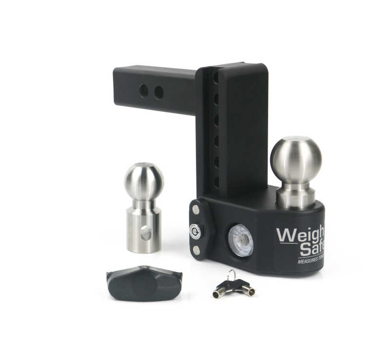 Weigh Safe 6in Drop Hitch w/Built-in Scale & 2in Shank (10K/15K GTWR) - Steel Hitch Ball Mounts Weigh Safe