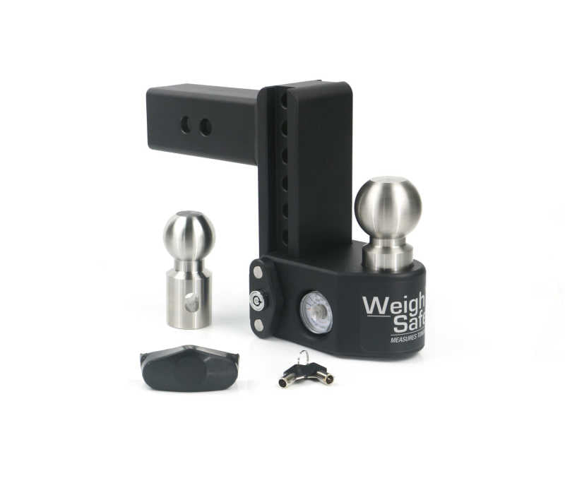 Weigh Safe 6in Drop Hitch w/Built-in Scale & 2.5in Shank (10K/22K GTWR) - Steel Hitch Ball Mounts Weigh Safe