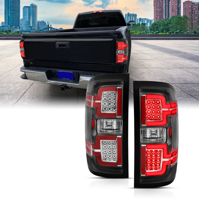 ANZO 2014-2018 Chevy Silverado 1500 LED Taillights Black Tail Lights ANZO
