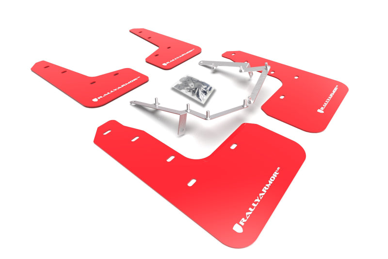 Rally Armor 17-21 Honda Civic EX/EX-L/LX (Hatchback) Red UR Mud Flap White Logo Mud Flaps Rally Armor