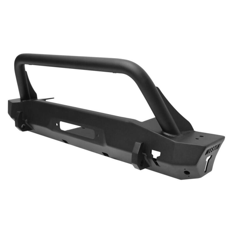 Westin 18-22 Jeep Wrangler JL / 20-22 Gladiator WJ2 Stubby Front Bumper w/Bull Bar - Tex. Blk Bumpers - Steel Westin