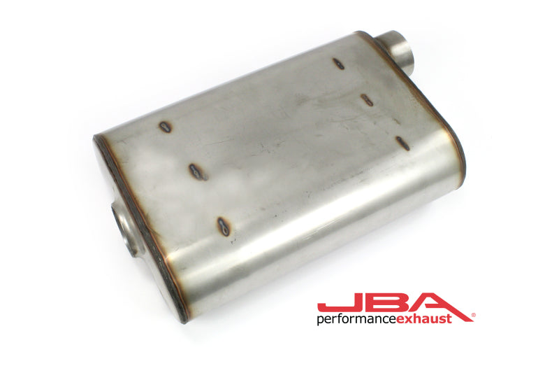 JBA Universal Chambered Style 304SS Muffler 14x9.75x4 2.5in Inlet Diameter Offset/Offset Muffler JBA