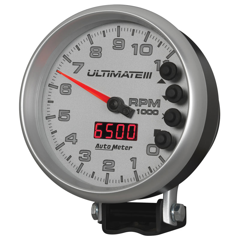 Autometer 5 inch Ultimate III Playback Tachometer 11000 RPM - Silver Performance Monitors AutoMeter