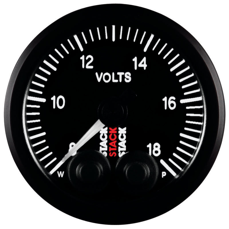 Autometer Stack 52mm 8-18V Pro-Control Battery Voltage Gauge -Black Gauges AutoMeter
