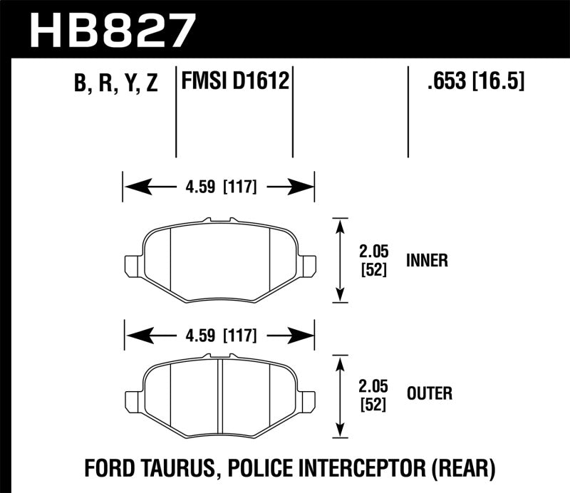 Hawk 13-16 Ford Taurus SHO HPS 5.0 Rear Brake Pads Brake Pads - Performance Hawk Performance