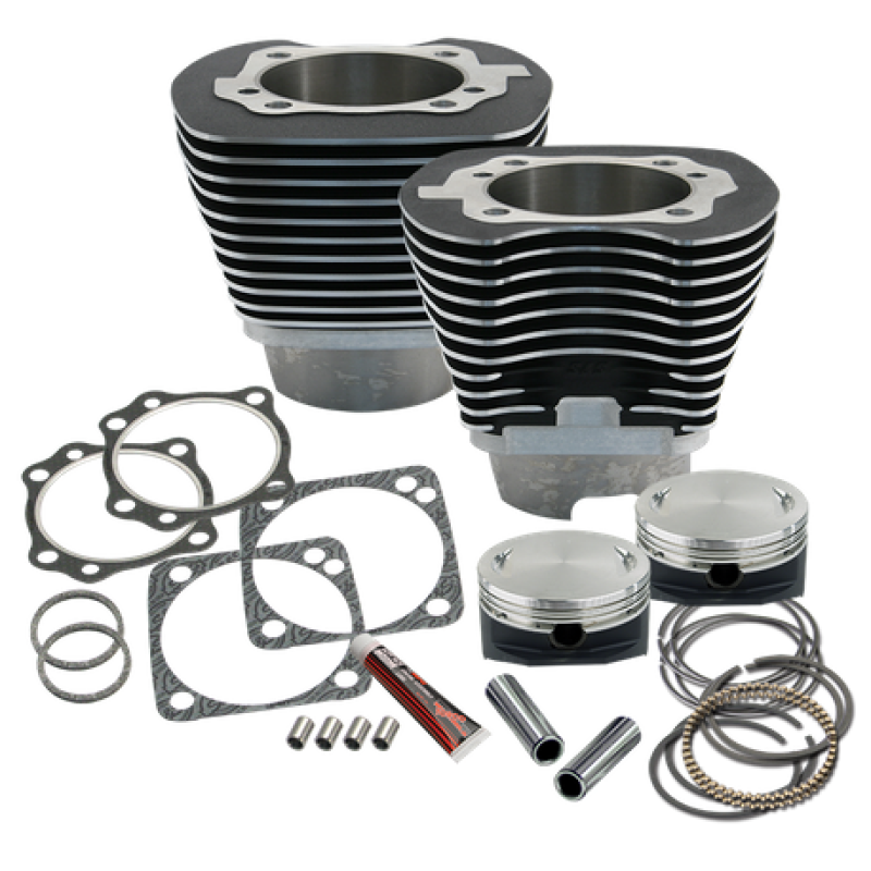 S&S Cycle 99-06 BT 4-1/8in Bore Cylinder & Piston Kit - Wrinkle Black Piston Sets - Powersports S&S Cycle