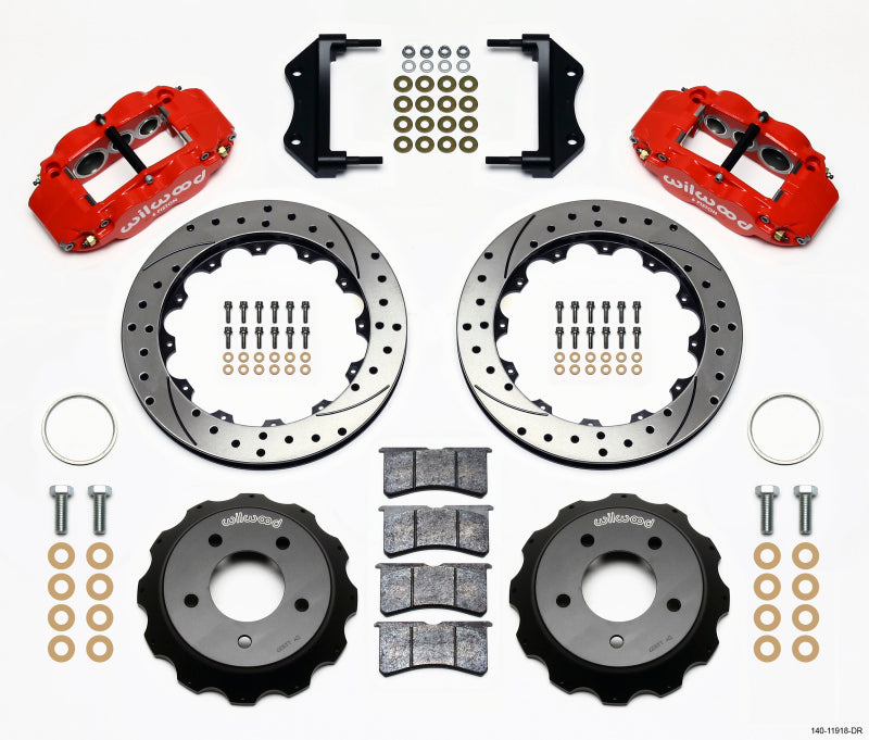 Wilwood Narrow Superlite 6R Front Hat Kit 12.88in Drilled Red 84-87 Corvette C4 Big Brake Kits Wilwood