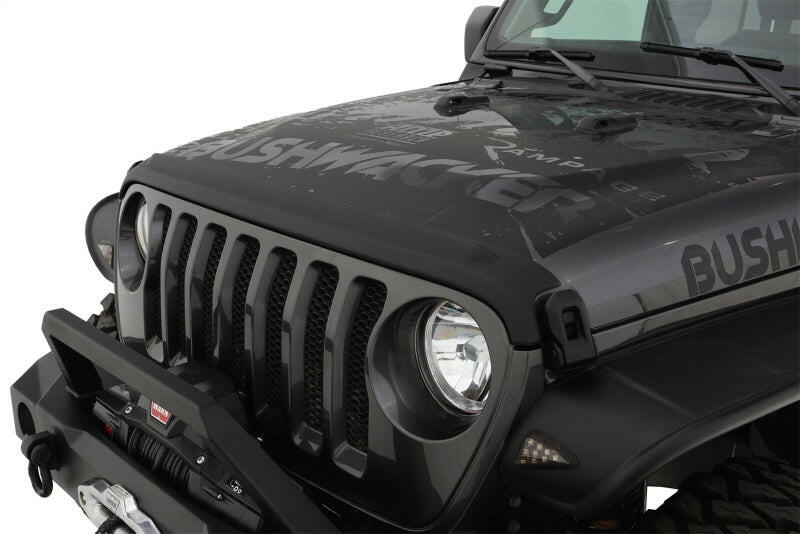 Bushwacker 18-19 Jeep Wrangler Rubicon/Sport//Unlimited/Sport S Hood Stone Guard- Black Body Armor & Rock Rails Bushwacker