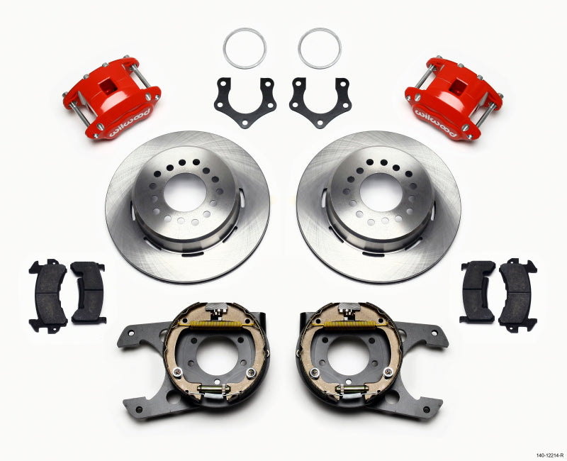 Wilwood D154 P/S Park Brake Kit Red Mopar/Dana 2.36in Off w/Snap Ring Bearing Big Brake Kits Wilwood
