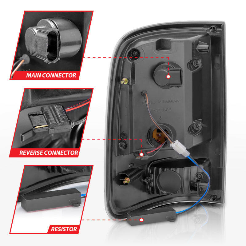 ANZO 2004-2006 Ford F-150 LED Tail Lights w/ Light Bar Black Housing Smoke Lens Tail Lights ANZO