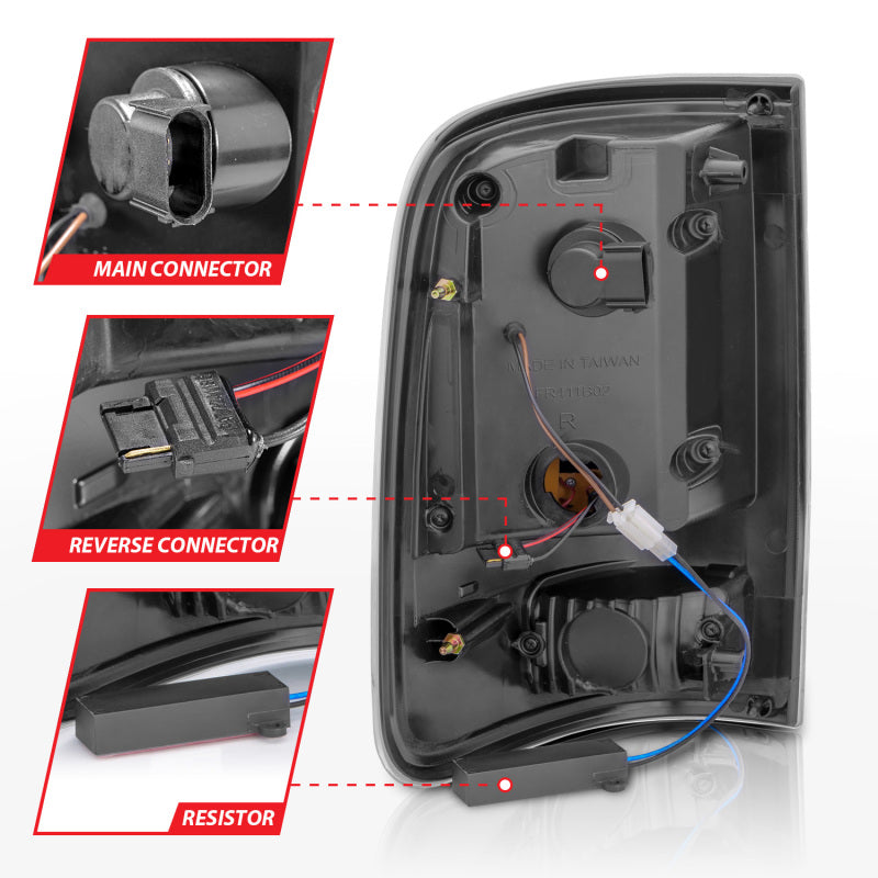 ANZO 2004-2006 Ford F-150 LED Tail Lights w/ Light Bar Black Housing Clear Lens Tail Lights ANZO