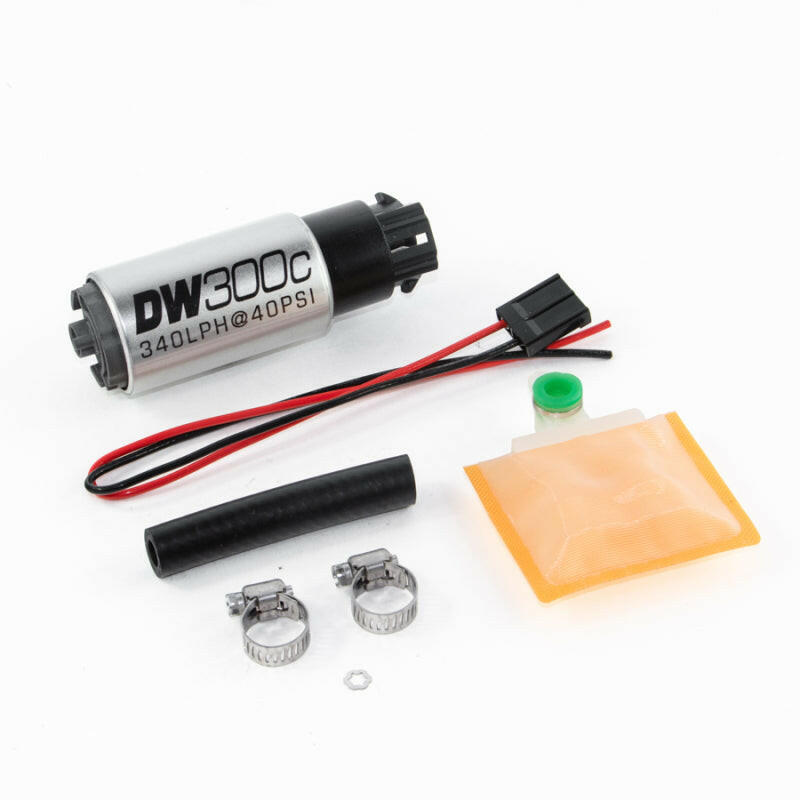 DeatschWerks 340lph DW300C Compact Fuel Pump w/ Universal Install Kit (w/ Mounting Clips) Fuel Pumps DeatschWerks