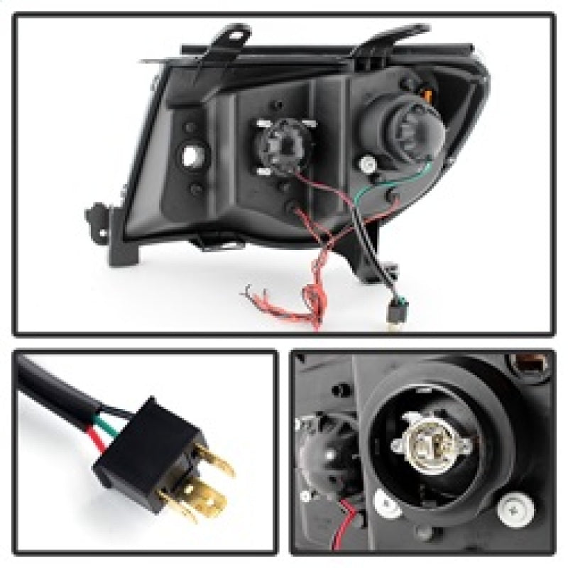 xTune Toyota Tacoma 05-11 Halo Projector Headlights Black PRO-JH-TT05-LED-BK Headlights SPYDER