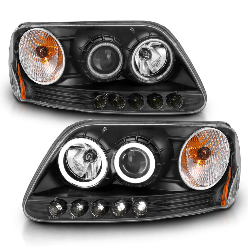 ANZO 1997-2003 Ford F-150 Projector Headlights w/ Halo Black (CCFL) Headlights ANZO
