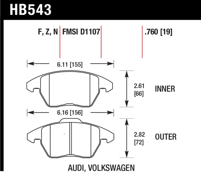 Hawk 2006-2009 Audi A3 TFSIi Quattro 2.0 HPS 5.0 Front Brake Pads Brake Pads - Performance Hawk Performance