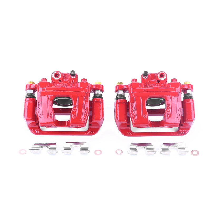Power Stop 17-18 Genesis G80 Rear Red Calipers w/Brackets - Pair Brake Calipers - Perf PowerStop