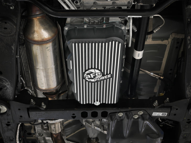 aFe 20-26 GM Trucks L6 3.0L Transmission Pan - Black w/ Machined Fins Diff Covers aFe