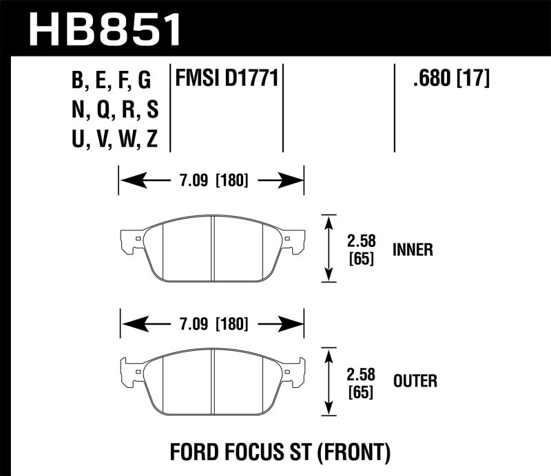 Hawk 15-16 Ford Focus ST HPS 5.0 Front Brake Pads Brake Pads - Performance Hawk Performance