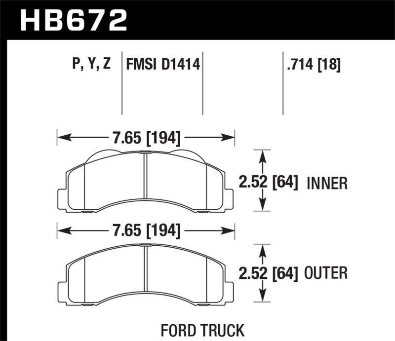 Hawk 10-11 Ford Expedition/F-150 SVT Raptor / 10-11 F-150 Performance Ceramic Front Street Brake Pad Brake Pads - Performance Hawk Performance