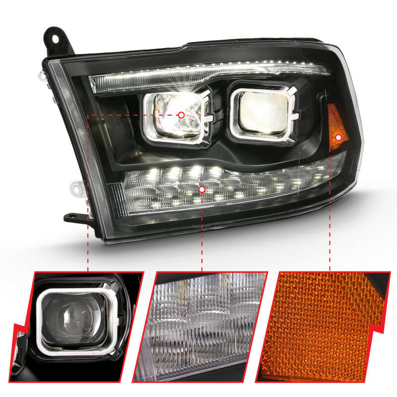 ANZO 2009-2018 Dodge Ram 1500 Projector H.L. Switchback Chrome Amber Headlights ANZO