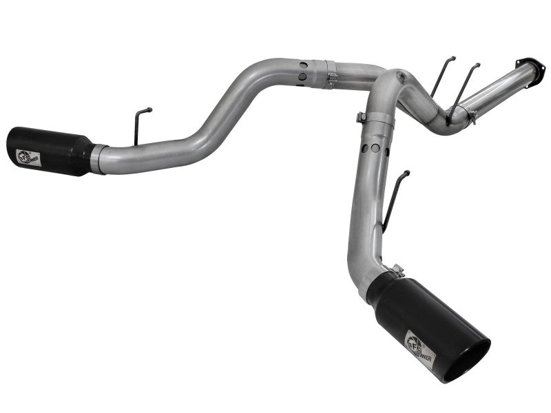 aFe Large Bore-HD 4in 409 Stainless Steel DPF-Back Exhaust w/Black Tip 15-16 Ford Diesel V8 Trucks DPF Back aFe