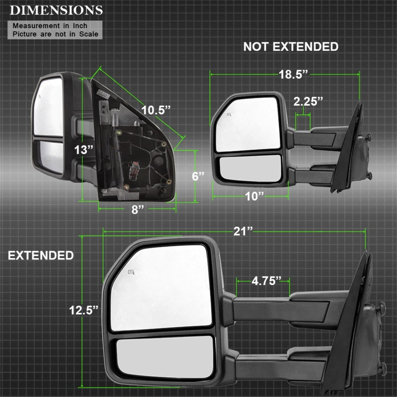 xTune 15-17 Ford F-150 Heated Telescoping Mirrors (Pair) (MIR-FF15015-G4-PWH-SET) Side Mirrors SPYDER