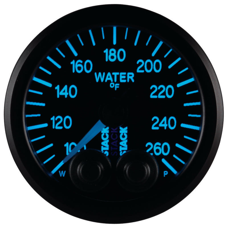 Autometer Stack Pro Control 52mm 100-260 deg F Water Temp Gauge - Black (1/8in NPTF Male) Gauges AutoMeter