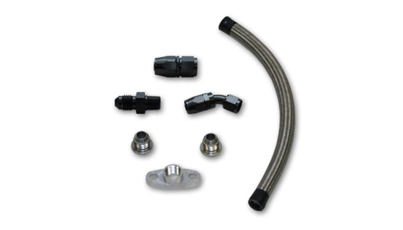 Vibrant Univ Top Mount Oil Drain Kit incl 20in Teflon lined S.S. hose Fitting Oil Line Kits Vibrant