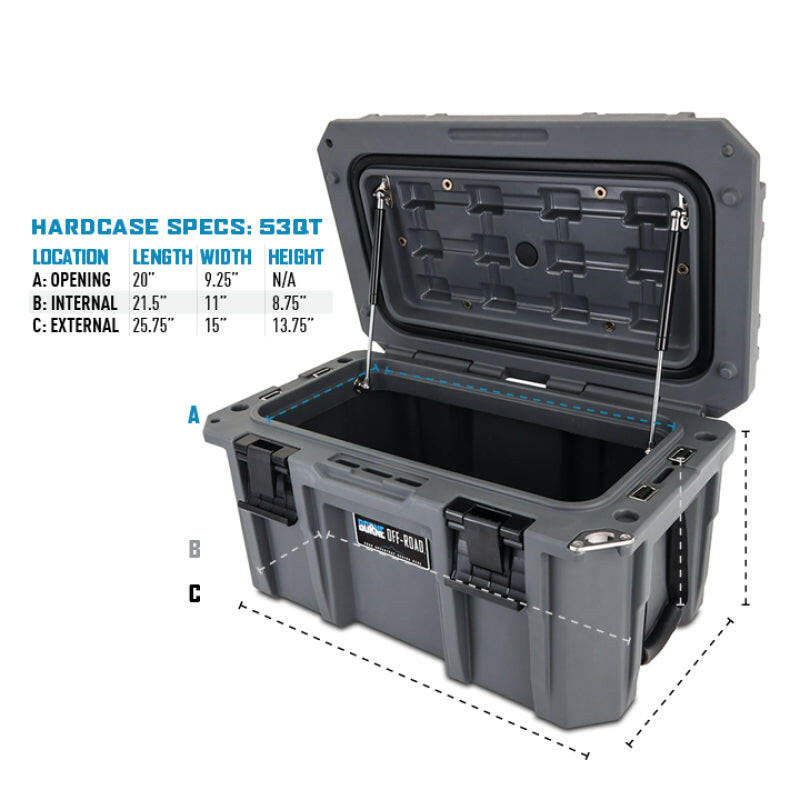 Borne Off-Road Hard Case 53QT Light Grey Cargo Boxes & Bags Borne Off-Road