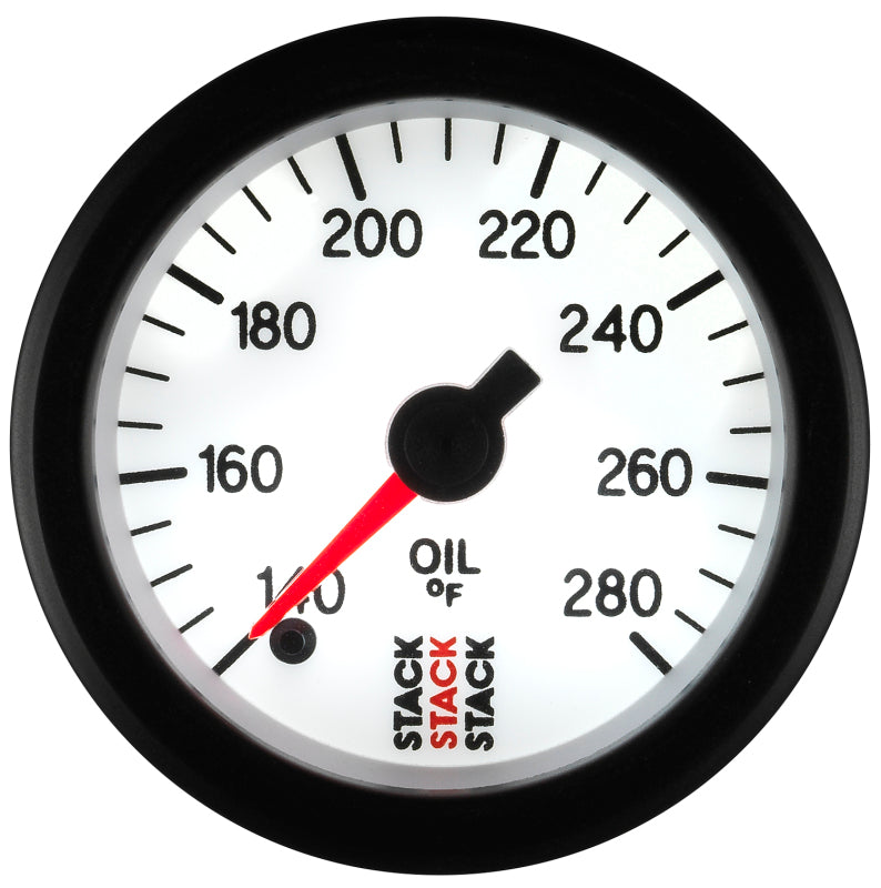 Autometer Stack 52mm 140-280 Deg F 1/8in NPTF Male Pro Stepper Motor Oil Temp Gauge - White Gauges AutoMeter