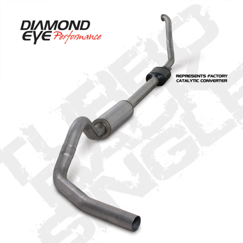 Diamond Eye KIT 4in TB SGL SS: 94-97 FORD 7.3L F250/F350 PWRSTROKE NFS W/ CARB EQUIV STDS Turbo Back Diamond Eye Performance
