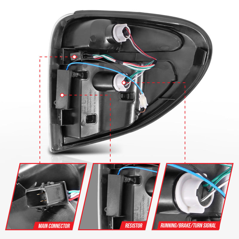 ANZO 2004-2007 Dodge Grand Caravan LED Tail Lights w/ Light Bar Chrome Housing Clear Lens Tail Lights ANZO