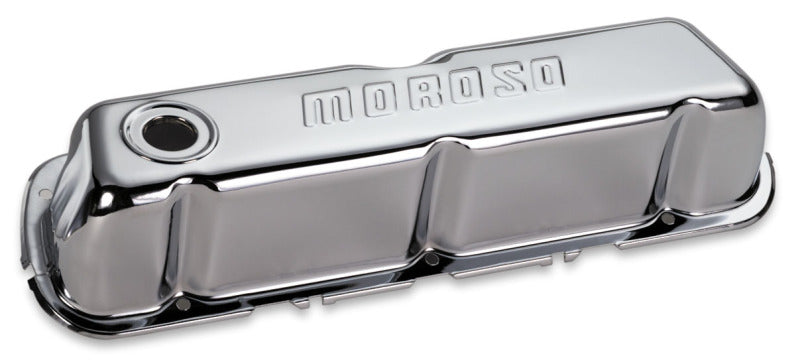 Moroso Ford 302/351W Valve Cover - w/o Baffles - Stamped Steel Chrome Plated - Pair Valve Covers Moroso