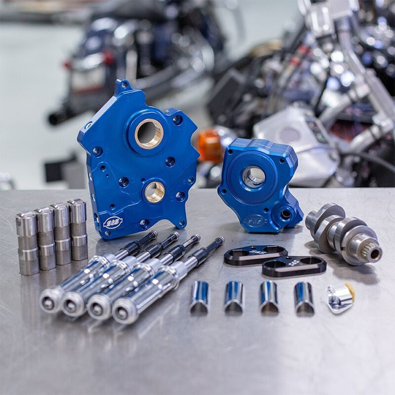 S&S Cycle 2017+ WC M8 Models Chain Drive 465C Cam Chest Kit w/ Chrm Pushrod Tubes - Incl. VVT Cam Gears S&S Cycle