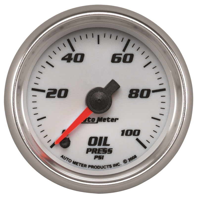 Autometer Pro-Cycle Gauge Oil Pressure 2 1/16in 100psi Digital Stepper Motor White Gauges AutoMeter