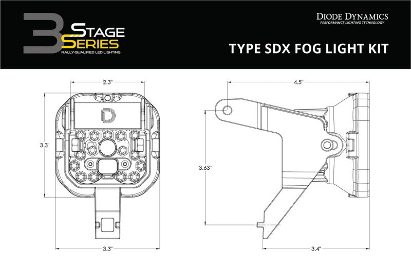 Diode Dynamics SS3 Pro Type SDX Kit ABL - Yellow SAE Fog Light Accessories and Wiring Diode Dynamics